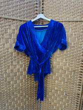 Load image into Gallery viewer, Indigo - Silk Velvet Tie Top - size M
