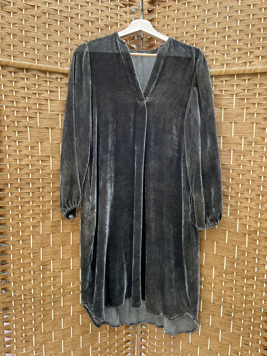 Umber - Silk Velvet Long Sleeve Dress - size L